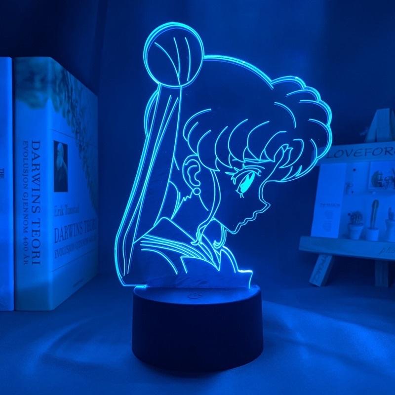 Đèn Led 3d Hình Thuỷ Thủ Mặt Trăng Trang Trí phòng bé Sailor Moon