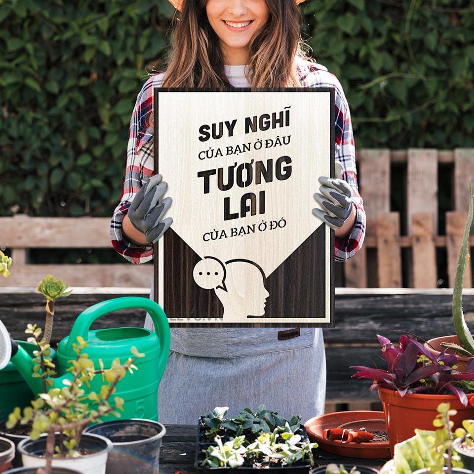 Tranh slogan làm việc LEVU LV122 &quot;Suy nghĩ của bạn ở đâu tương lai của bạn ở đó