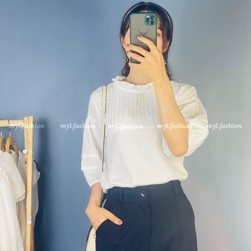 Áo cộc babydoll phom rộng xếp ly ngực - myl.fashion