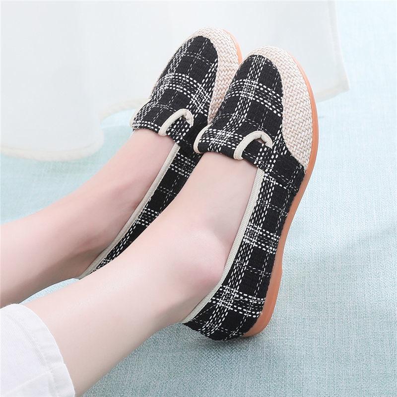 Giày Lười Nữ Vải Canvas Đế Bằng Phong Cách Mới