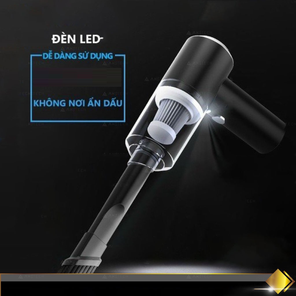 Máy hút bụi cầm tay không dây mini 9000PA lực hút siêu mạnh sử dụng hút bụi ô tô, bụi giường