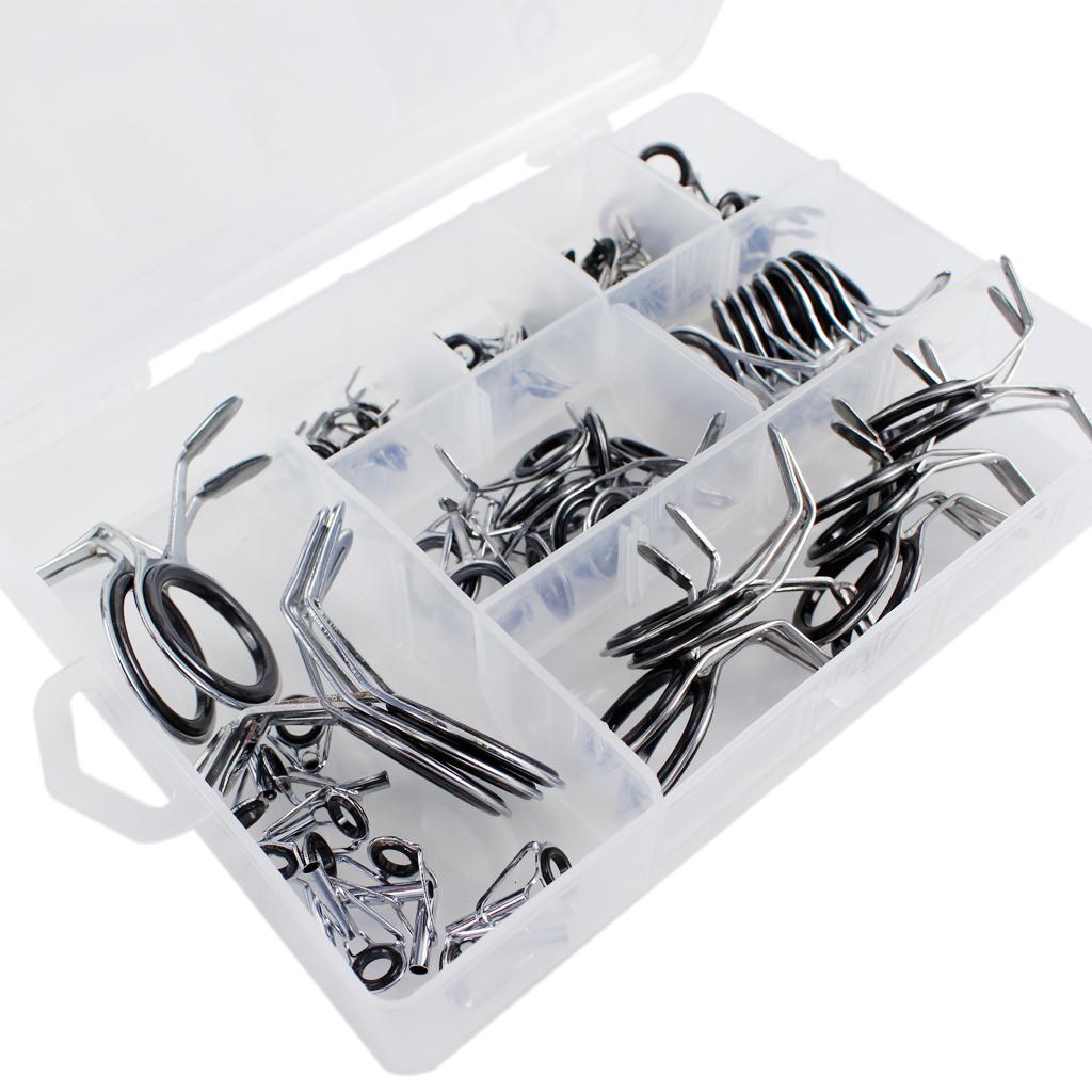 Lots 85 8-Size Fishing Rod Guides Tip Top Ring Fishing Line Guides Eyes Sets