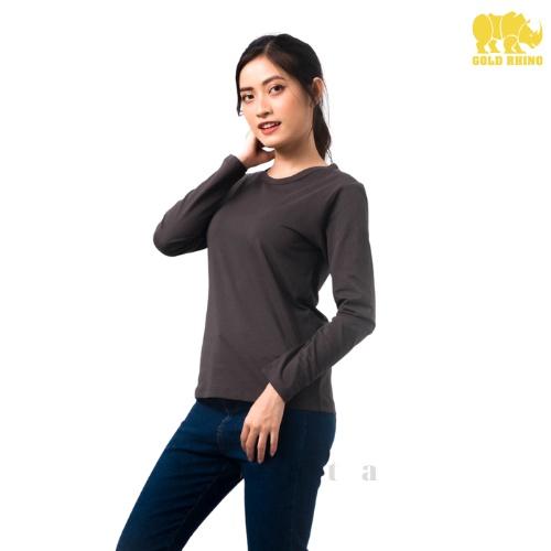 Áo Thun Nữ Trơn Tay Dài Thoáng Mát Tay Dài Màu Rêu Đậm