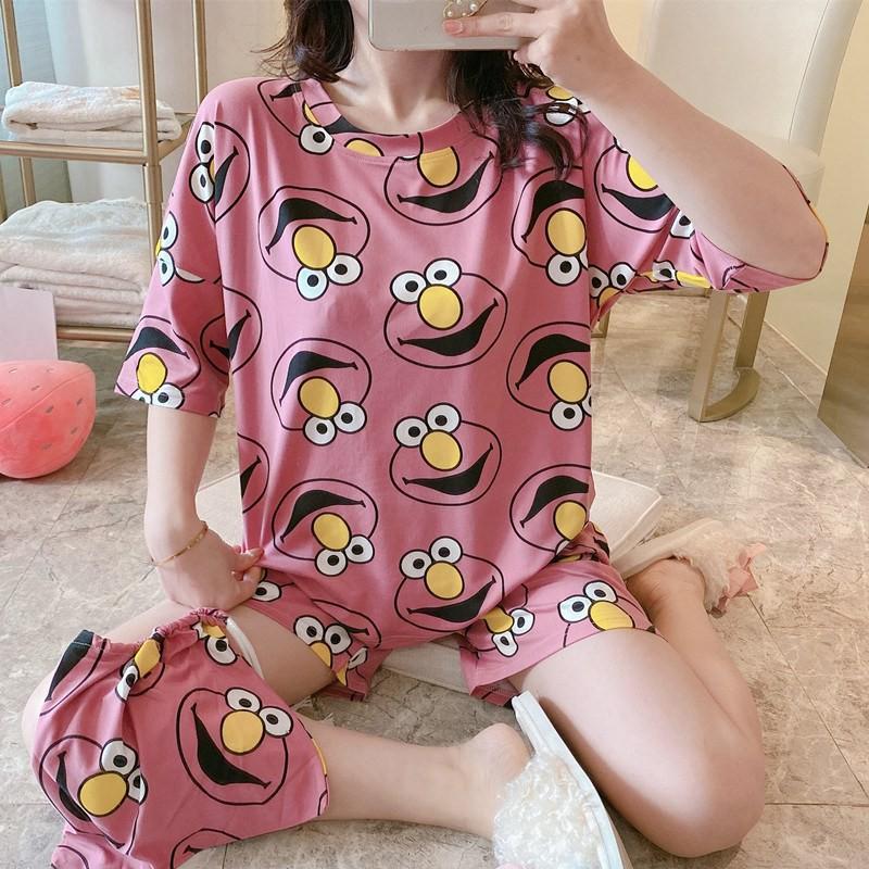 Bộ Đồ Ngủ Ba Món Ngắn Tay Dáng Rộng Xinh Xắn Cho Nữ Mùa Hè Kiểu Hàn Quốc