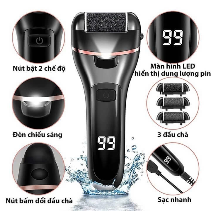 Máy chà gót chân tẩy tế bào ch.ết làm mềm sáng gót chân chuyên dụng tại nhà Chuyên Nghiệp Dùng Trong Spa Nail Rock Foot Callus remover Giao Màu Ngẫu Nhiên