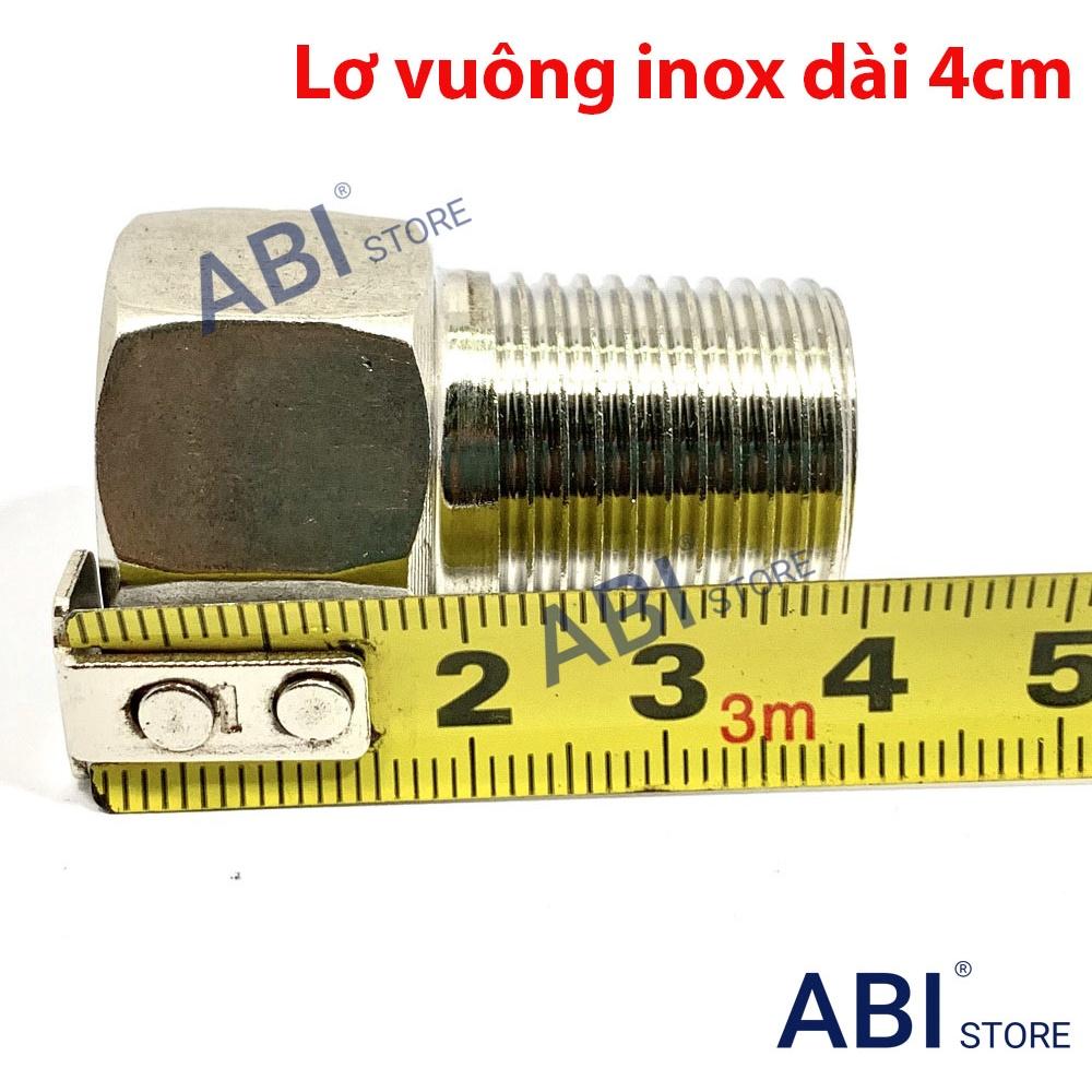 Lơ inox vuông dài 4cm dn15(1/2) hàng dày đẹp giá rẻ ( nơ inox, nối 1 đầu ren trong 1 đầu ren ngoài )