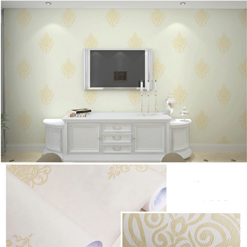 CUỘN 10m DECAL GIẤY DÁN TƯỜNG HOA VĂN MÀU VÀNG GDT_5162