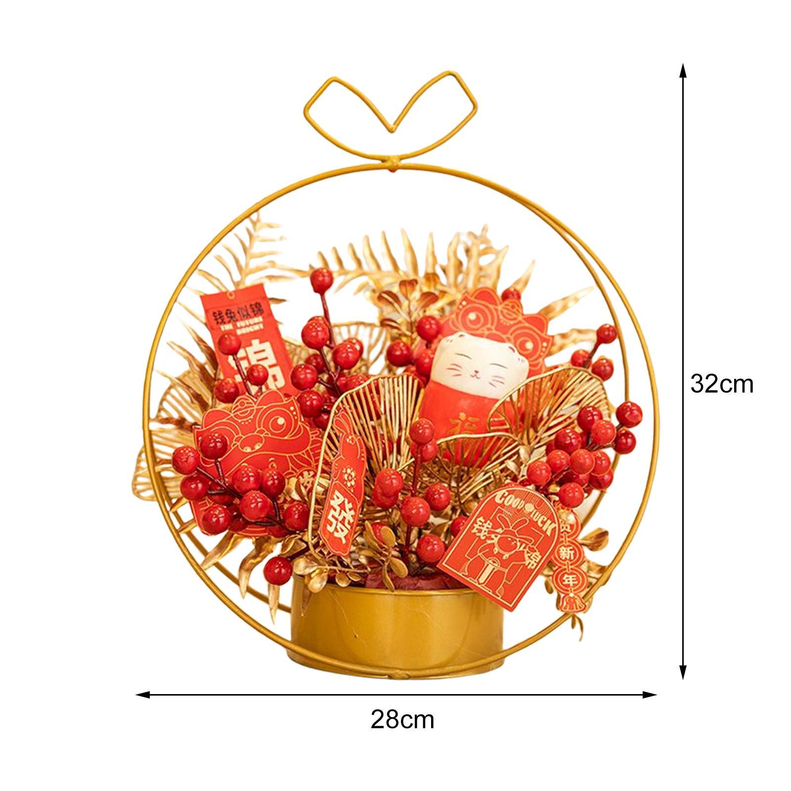 Chinese Flower Iron Basket New Year Ornament Wedding Party Gift Accessory