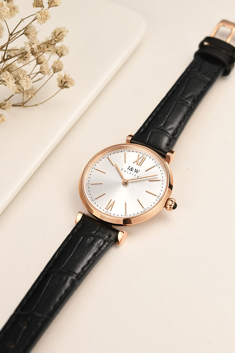 Đồng Hồ Nữ I&W Carnival 562L Chính Hãng BH 24T Chịu Nước 30m Kính Chống Xước Dây Da Cao Cấp ( Máy Quartz)