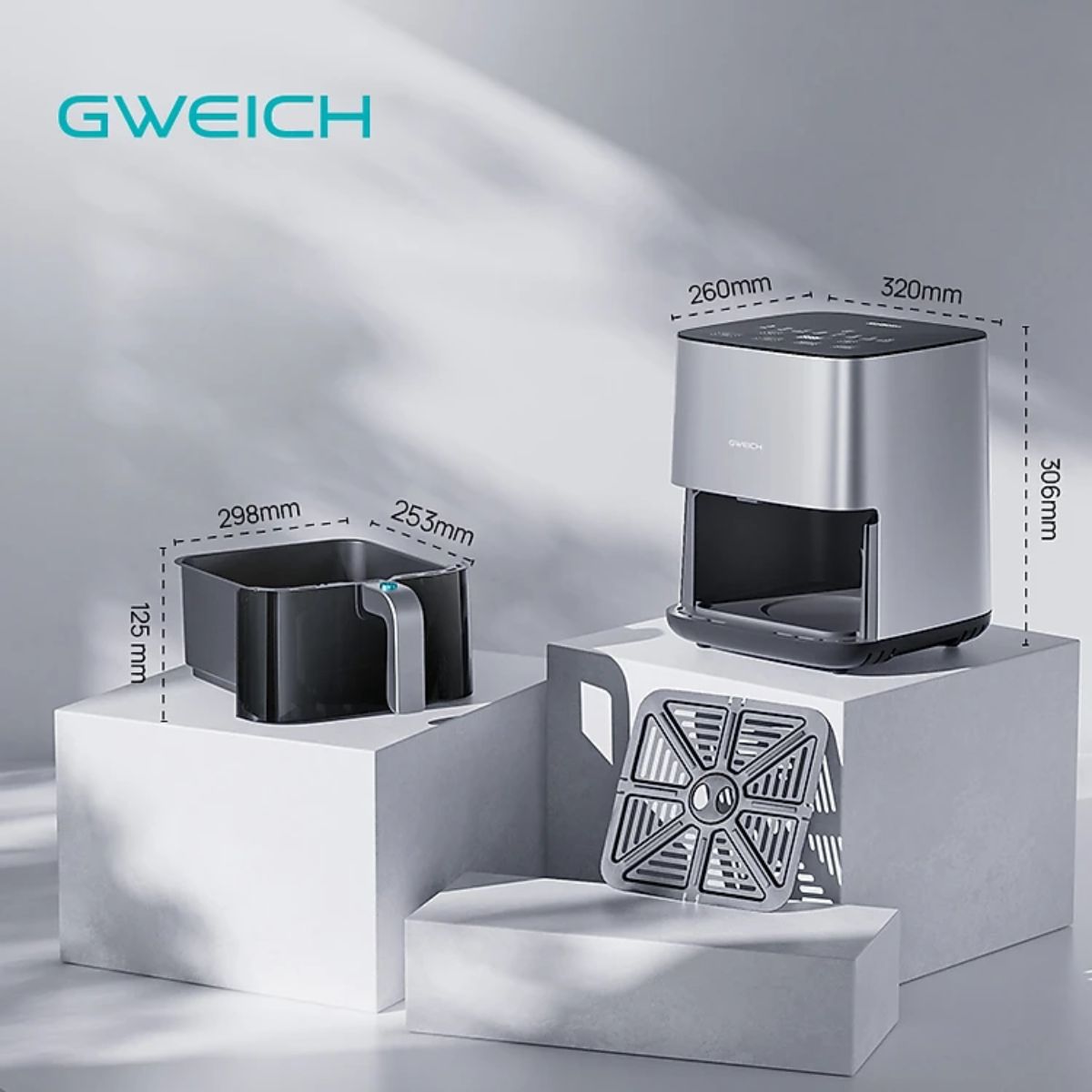 Nồi chiên không dầu GWEICH 5.5L GWA-55E02 dung tích 5.5L công suất 1450W công nghệ nướng kiểu Mỹ - Hàng chính hãng