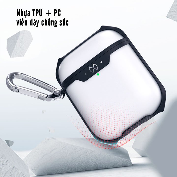 Case Airpods Pro XUNDD PC trong nhám, viền đen TPU dẻo 4 gốc chống sốc - Hàng nhập khẩu