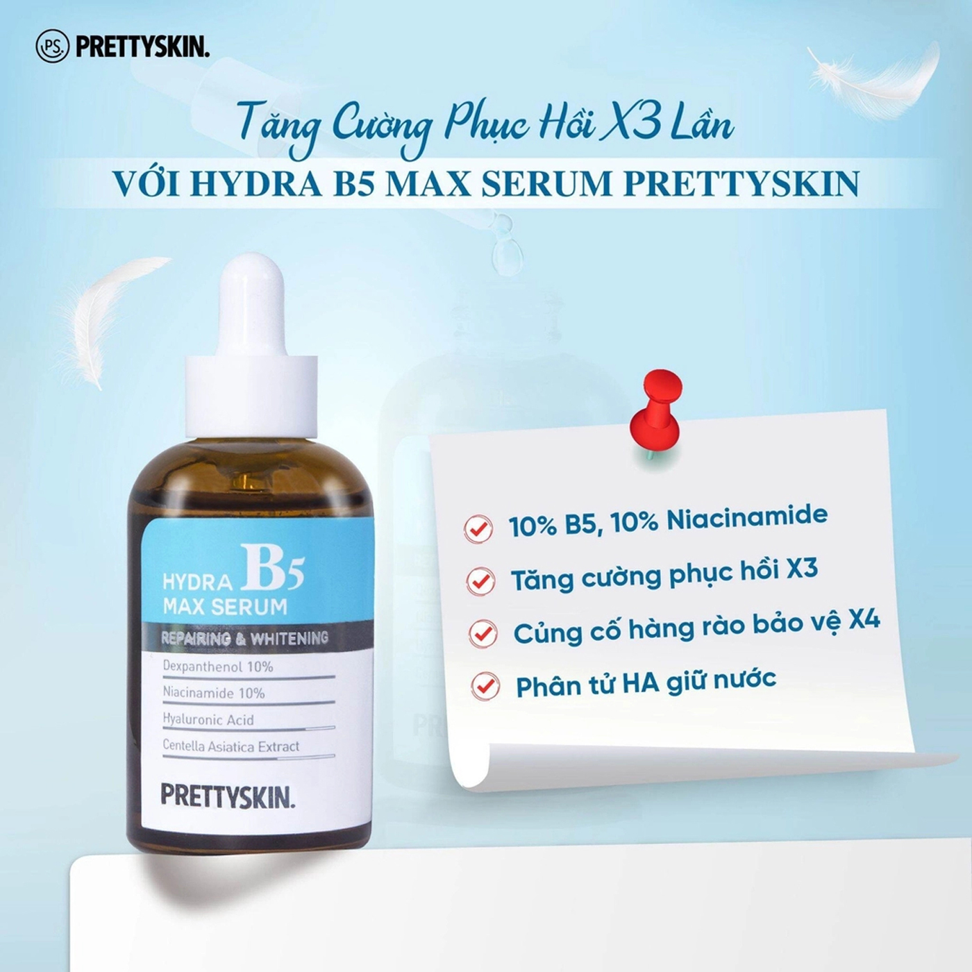 Tinh chất phục hồi dưỡng trắng Hydra B5 Max Serum Prettyskin TC12201