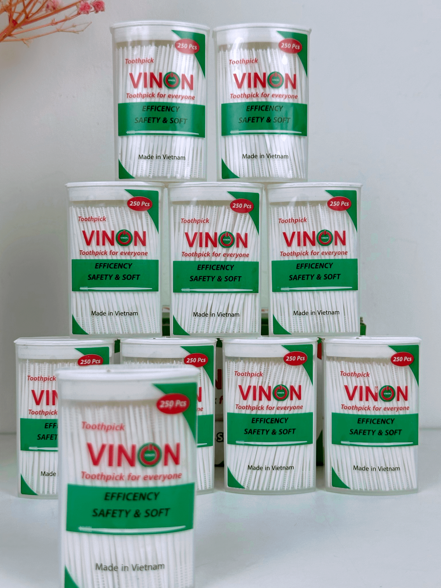 Tăm Vinon - Lựa Chọn Hoàn Hảo Cho Răng Miệng (05 hộp loại 250 tăm) (1250 tăm)