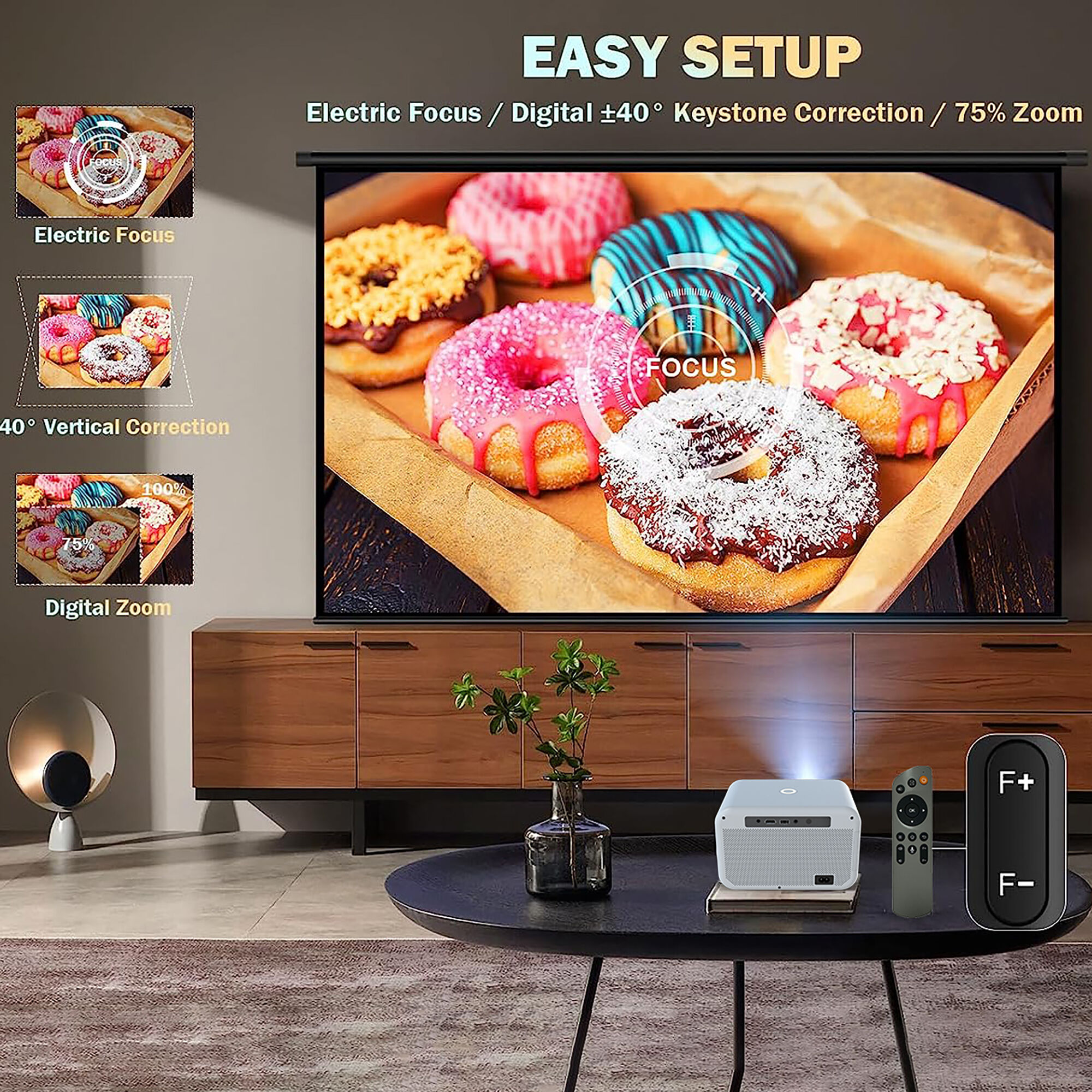 Màn Chiếu Treo Tường bằng móc treo (Tặng kèm) Prima đủ tỉ lệ Nhẹ Gọn Kích Thước 60 inch, 72 inch, 80 inch, 92 inch, 100 inch - Hàng nhập khẩu
