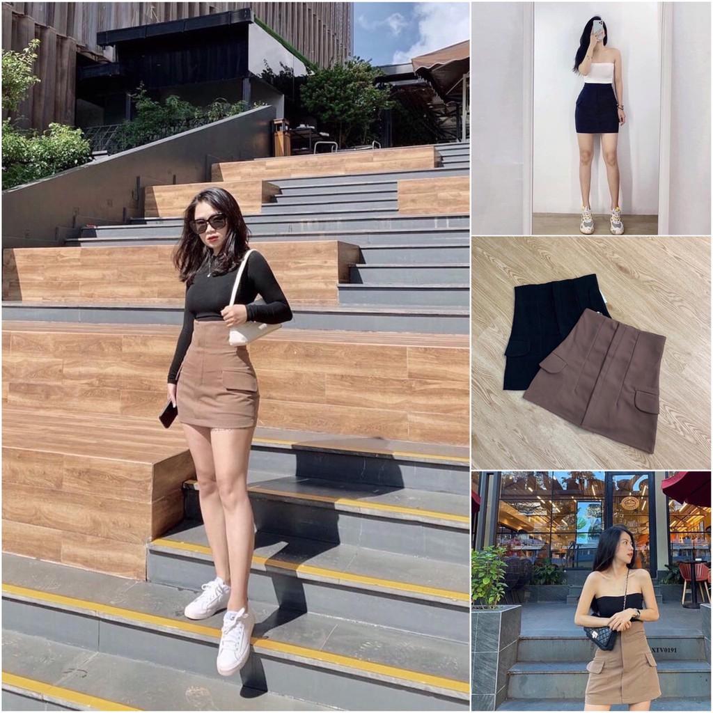 CHÂN VÁY CẠP CAO TÚI SƯỜN CHẤT TUYẾT MƯA THỜI TRANG BANAMO FASHION 5328