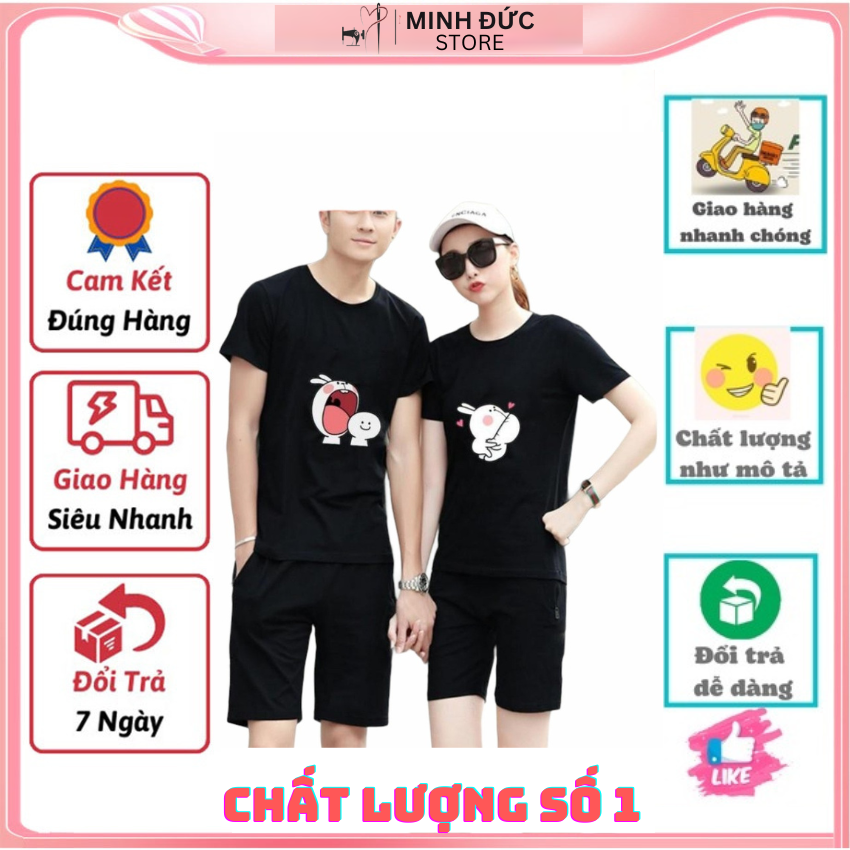 Áo Đôi Nam Nữ TT05, Áo Đôi Phông Rộng In Thỏ Gặm  ý Nghĩa, Vải Cotton Thun Thoáng Mát