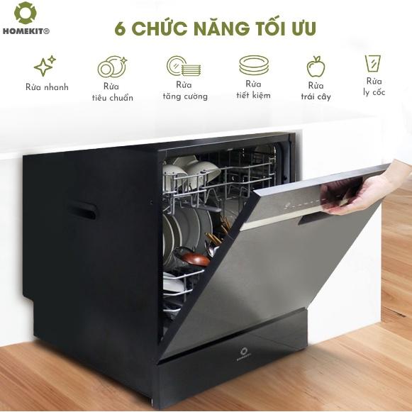 Máy rửa chén bát HOMEKIT DW-300 2 tầng tích hợp rửa trái cây rau củ, khử trùng bằng tia UV - lắp đặt tận nhà