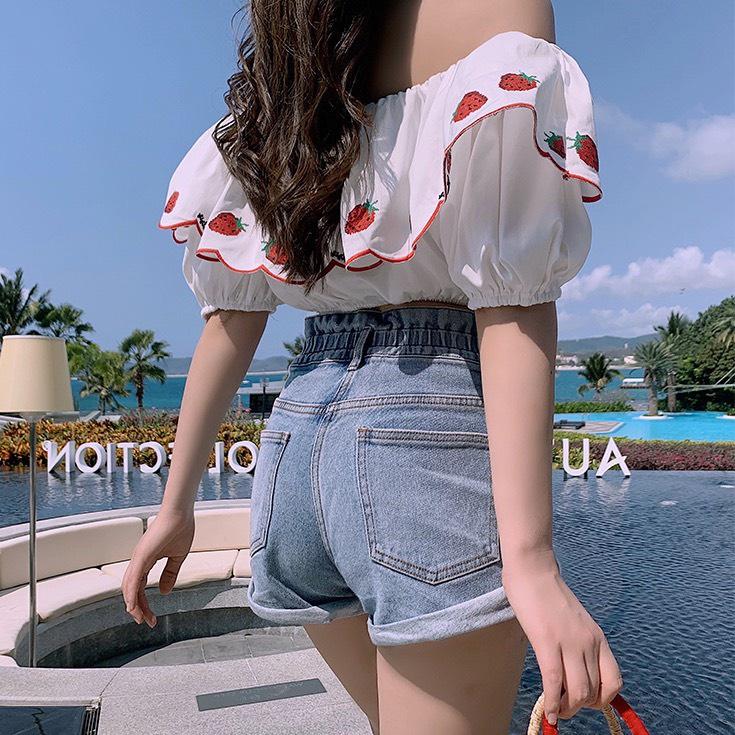 Quần short jean lưng thun dành cho BigSize Nữ lưng cao, co dãn mạnh, đang hot trend 3973 molijean