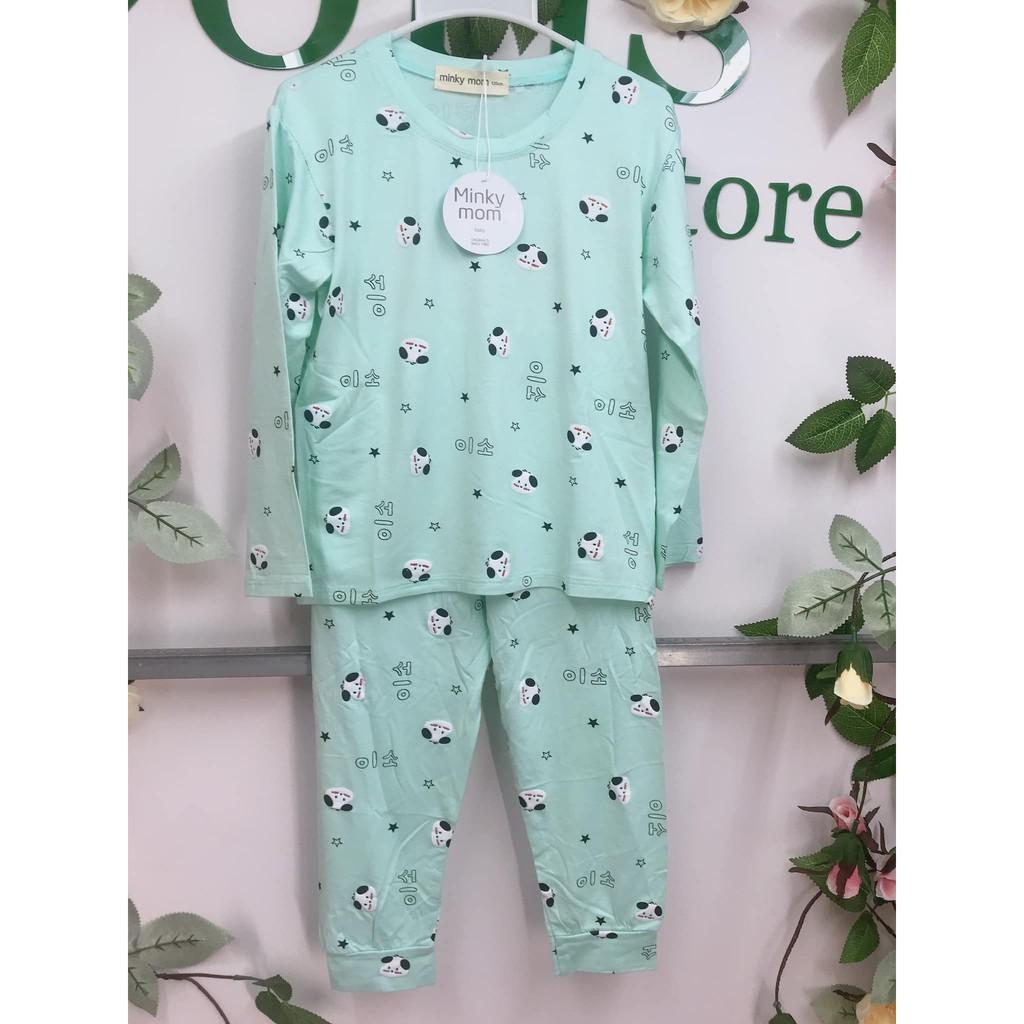 Bộ dài tay quần dài lưng thấp Minky mom họa tiết hình chó siêu cute cho bé 17-19kg