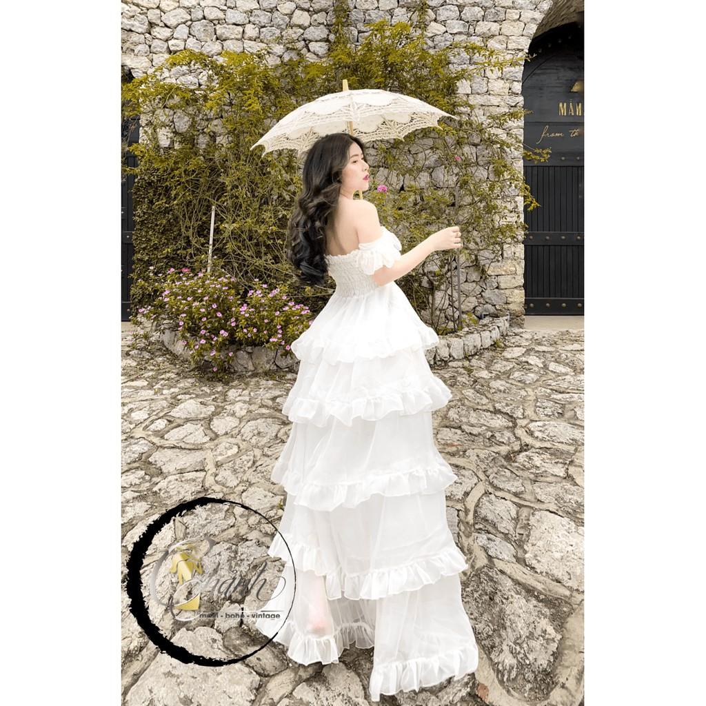 Maxi trắng cánh tiên nhẹ nhàng.