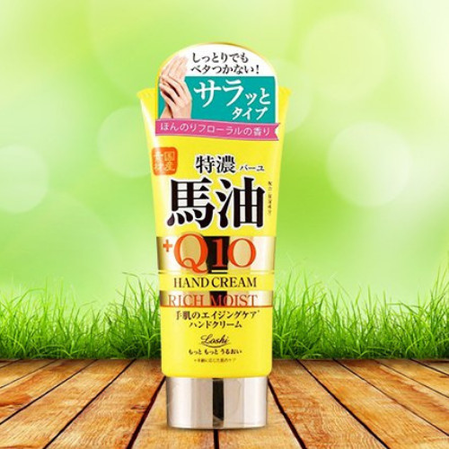 Kem dưỡng da tay mỡ ngựa chống lão hóa Q10  Loshi moist aid horse oil &amp; Q10 rich hand cream 80g