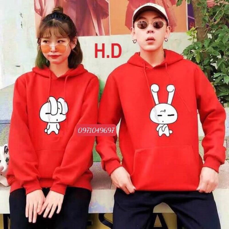 {Có ảnh thật} Áo hoodie đỏ Unisex nam nữ in trang trí