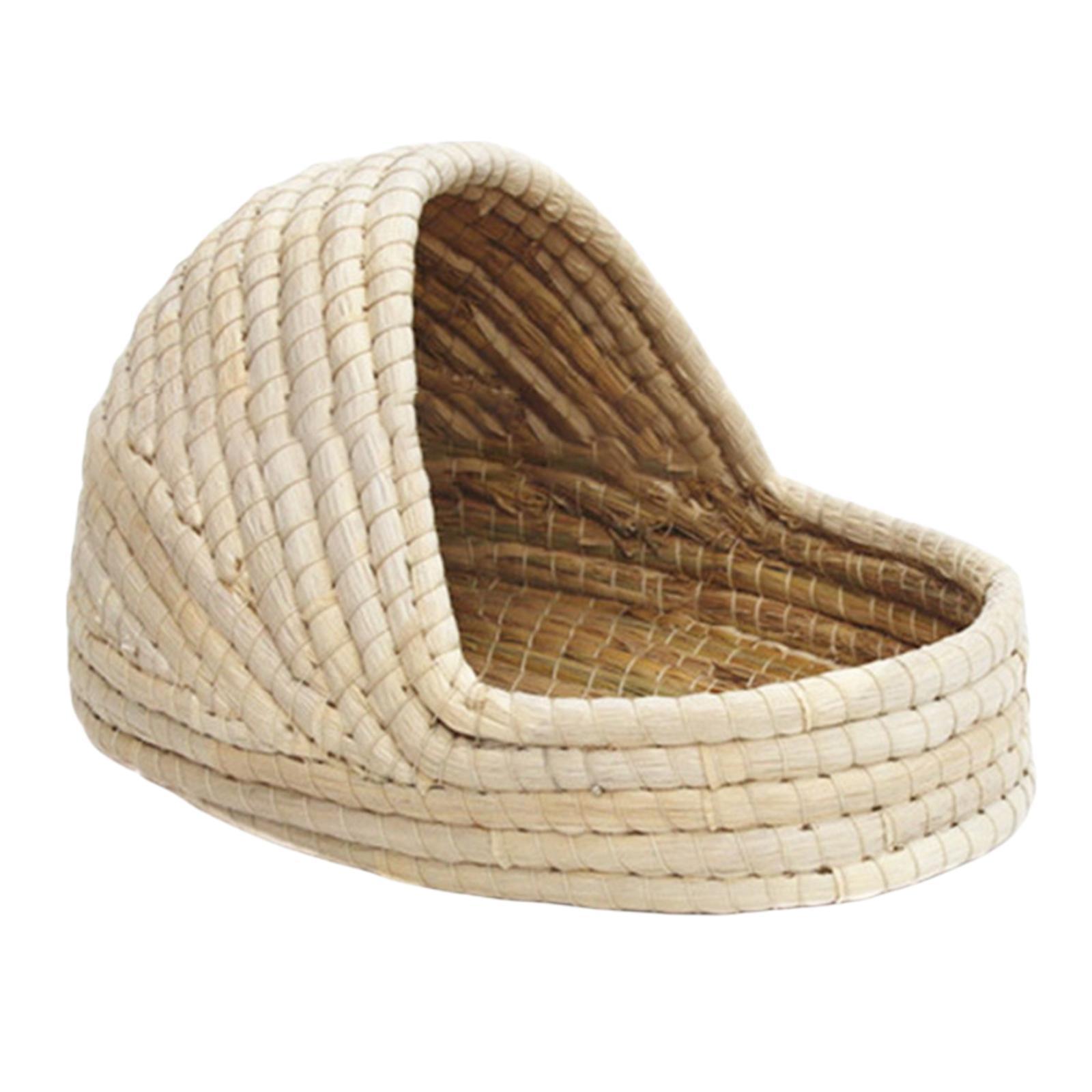 2-3pack Hand-Woven Straw Hamster Nest Cave Kitten Rabbit Grass House Bed Cage