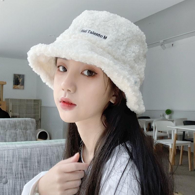 Mũ lông chiên bucket retro thời trang hàn quốc mũ lông cừu nữ mềm giữ ấm thu đông ulzzang