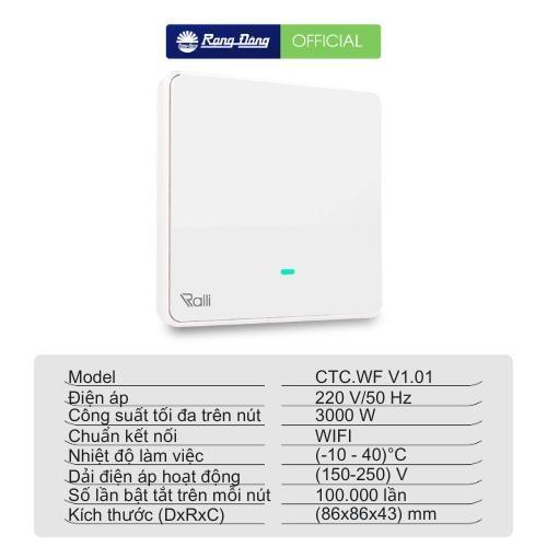 Công tắc thông minh Rạng Đông điều khiển từ xa qua wifi Model CTC.WF