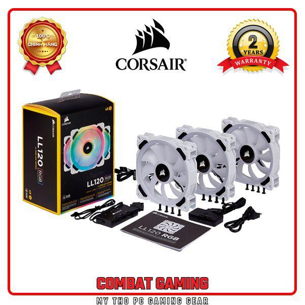 Bộ 3 Quạt Máy Tính 120mm CORSAIR LL120 Trắng RGB kèm Node PRO- Hàng Chính Hãng