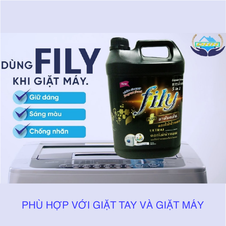 Nước Giặt Can ( 5 lít ) Thơm Lâu Công Nghệ Thái Lan  FILY Đen Hương Comfor Lưu Hương Tới 24h