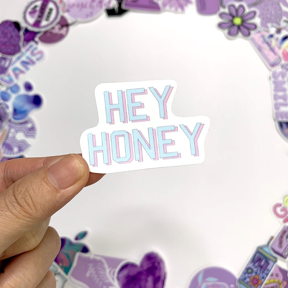 Sticker Tím Pastel Hình Dán Màu Purple Nhạt Decal Trang Trí Chống Nước Chất Lượng Cao