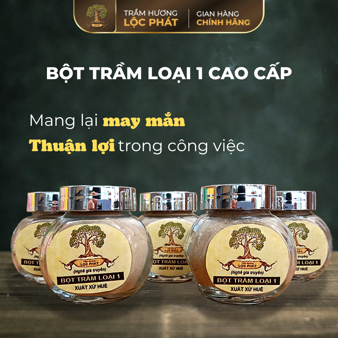 Bột Trầm Hương Tự Nhiên Trầm Xông Nhà Cửa Trầm Hương Lộc Phát Cao Cấp Loại 1-Hộp 10g