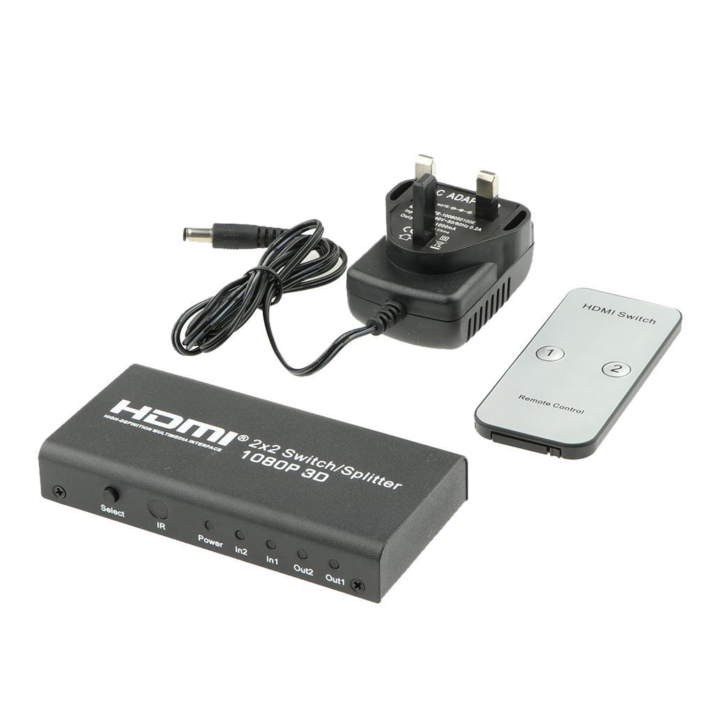 HDMI 2X2 Switch Splitter 2 In 2 Out Support 4k 1080P HDMI1.3b for PC HDTV UK