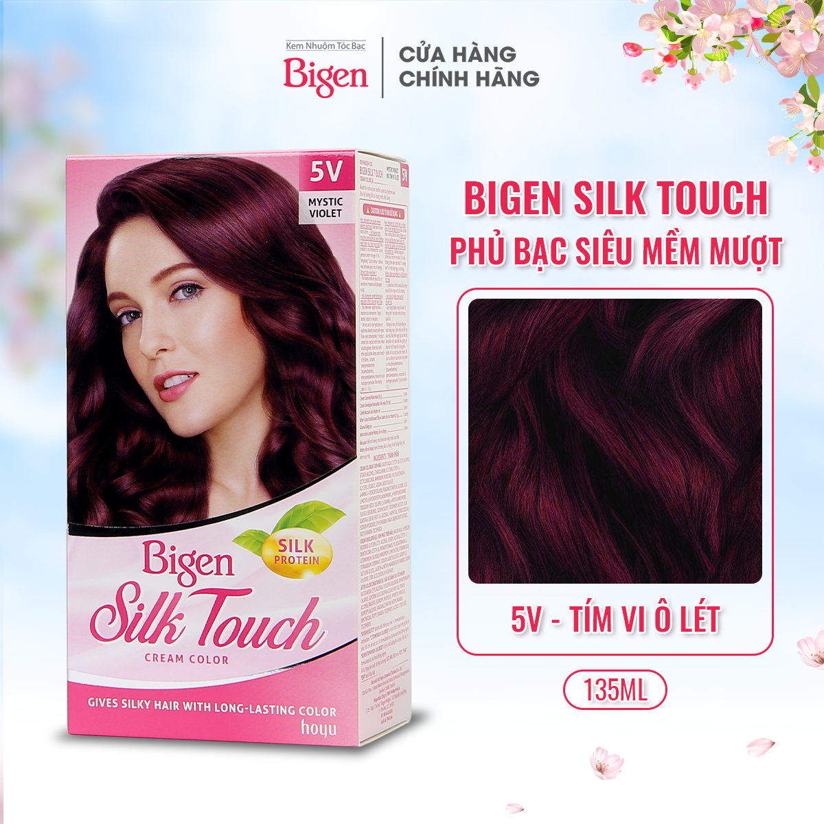 Thuốc Nhuộm Dưỡng Tóc Phủ Bạc Thảo Dược Bigen Silk Touch Thương Hiệu Nhật Bản Sắc Màu Trẻ Trung 80Ml Dạng Kem - Bst 5V - Đỏ Tím
