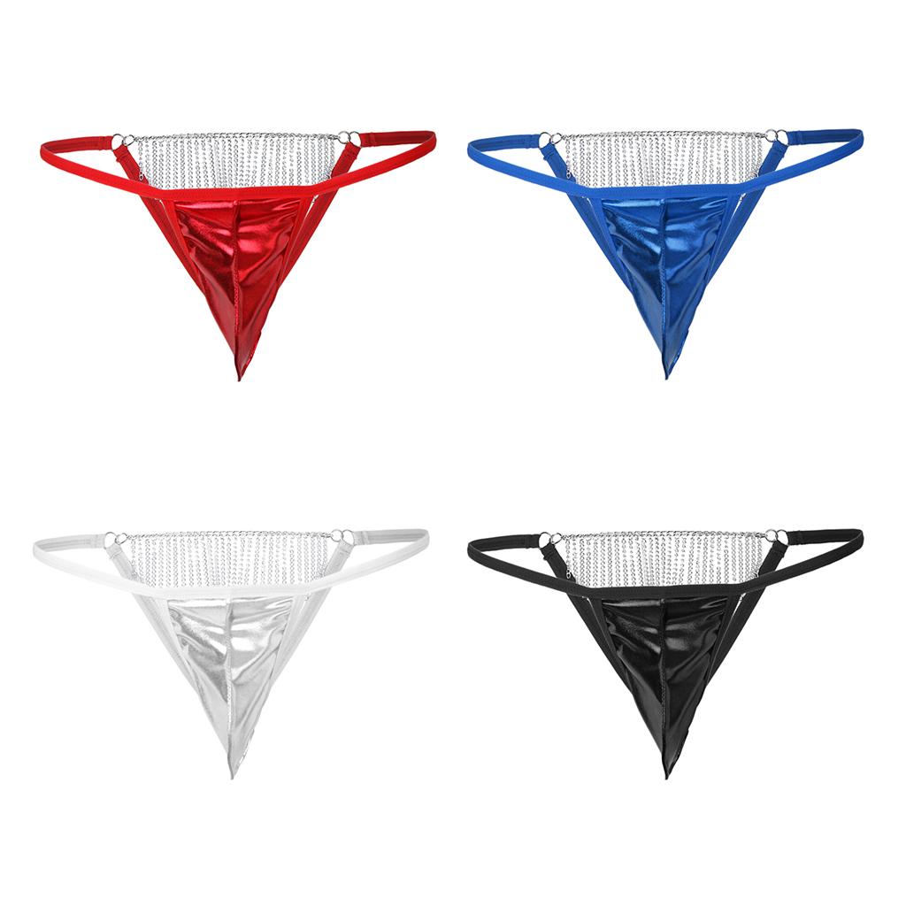 Men Back Tassel Chain T-Back Underwear Low-rise Bikini G-String Thong Briefs