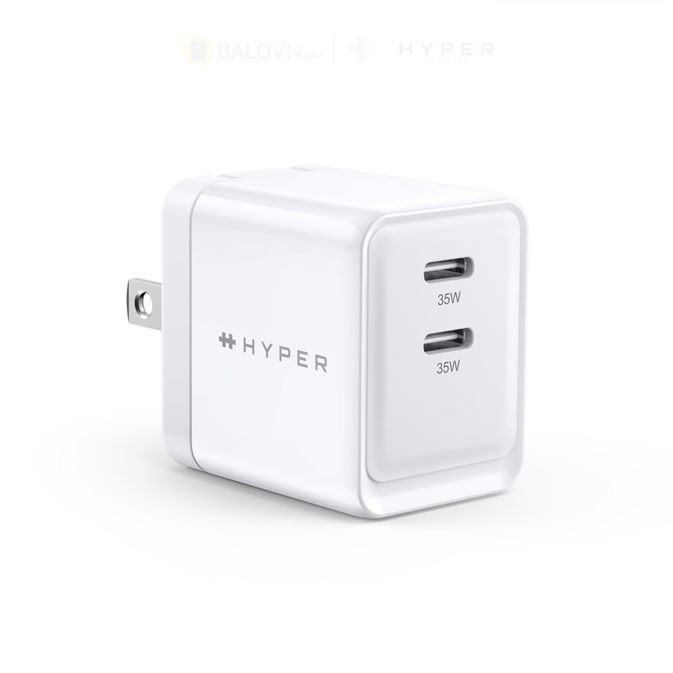 Sạc Nhanh cho Iphone 14/13/12 Hyper Gan II DUAL USB-C PPS 33W / PD 35W HJG35NA - Hàng chính hãng