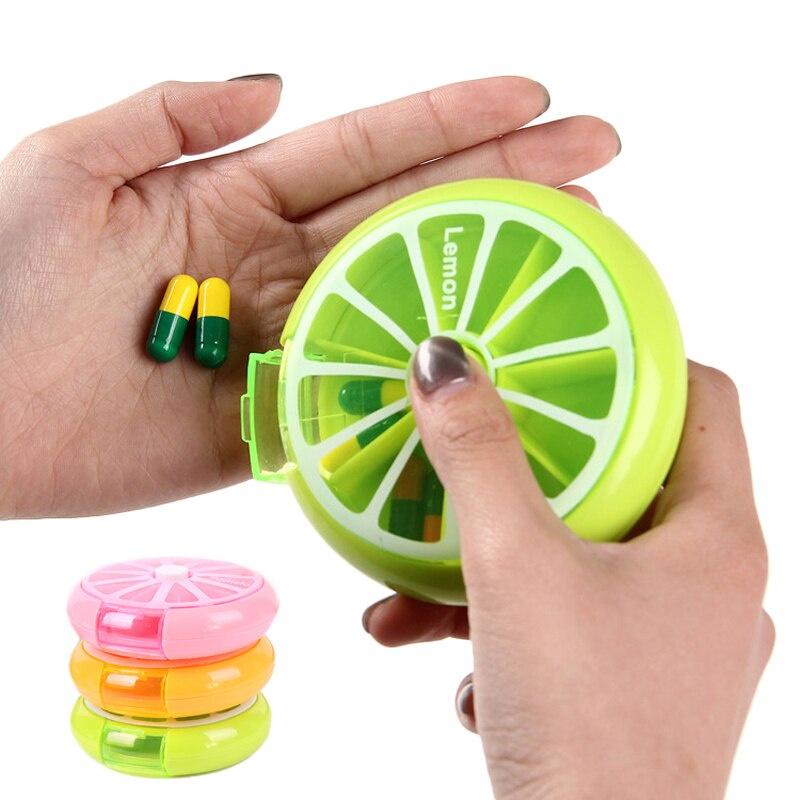 7 Day Pill Box Weekly Rotating Travel Pill Case Splitter Pill Organizer Portable Medicine Box Pill Container Health Care Tools