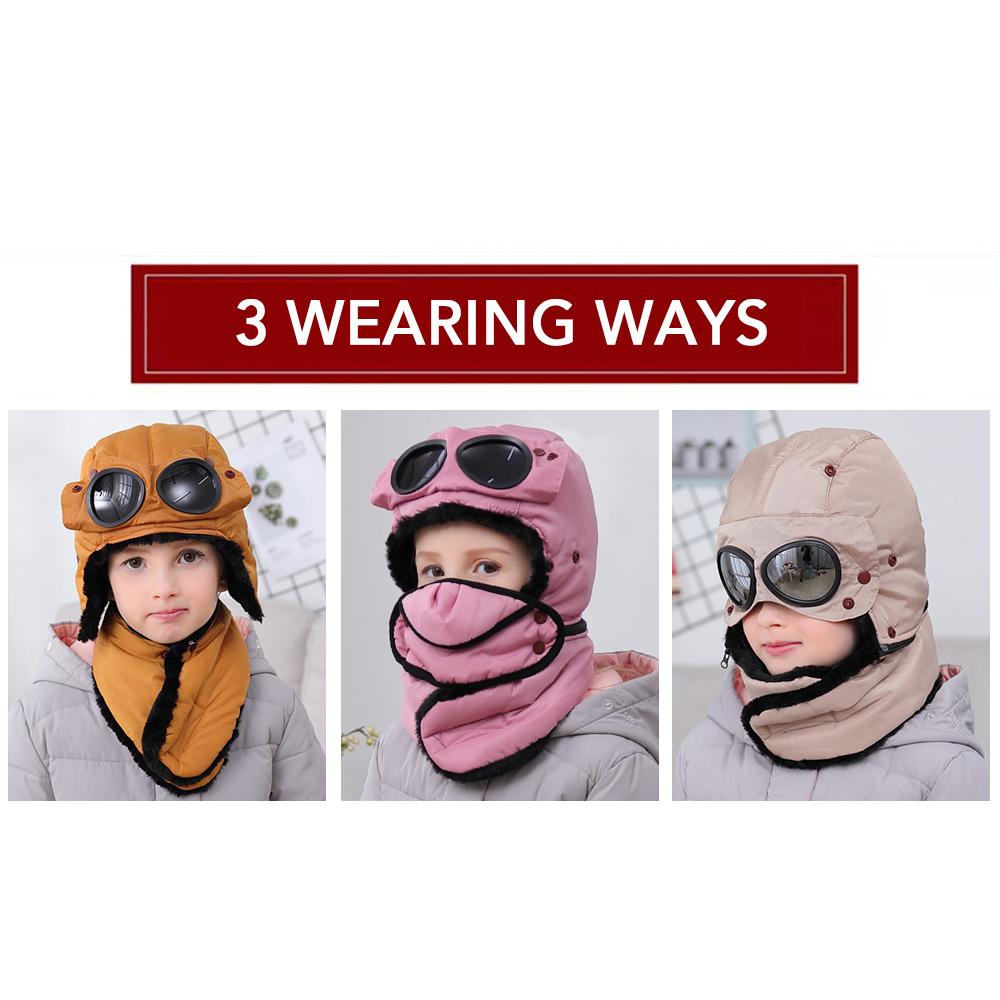 Trẻ Em Mùa Đông Balo Chống Gió Ấm Mũ Bé Trai Bé Gái Người Đánh Bẫy Nón Che Mặt Ushanka Nón Trượt Tuyết Cyling Máy Bay Ném Bom Mũ Trẻ Em