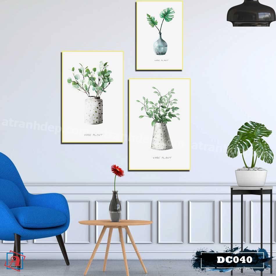 Bộ 3 tranh canvas treo tường Decor Hoa lá phong cách scandinavian – DC040