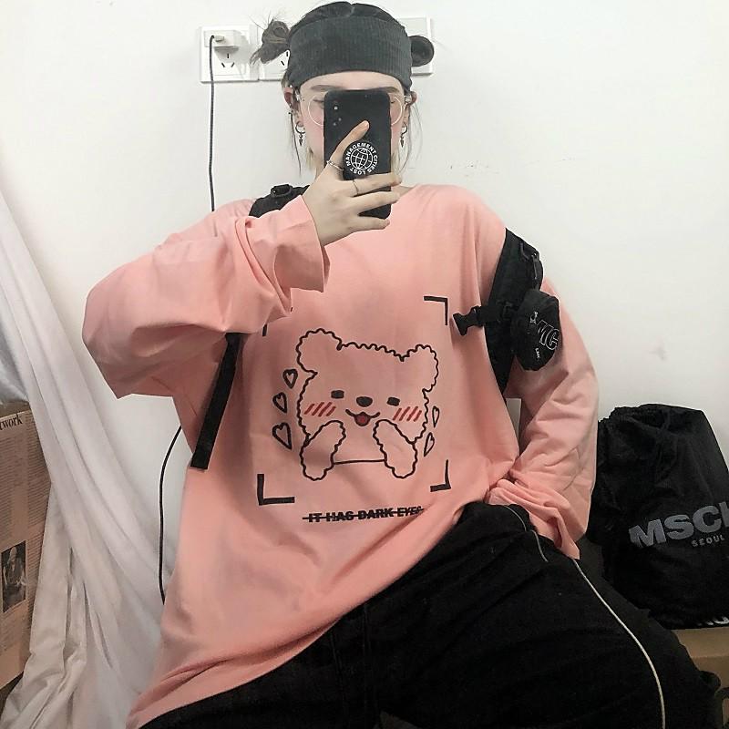 Áo Thun Tay Dài Unisex GẤU IT HAS DARK EYES Thu Đông Ulzzang