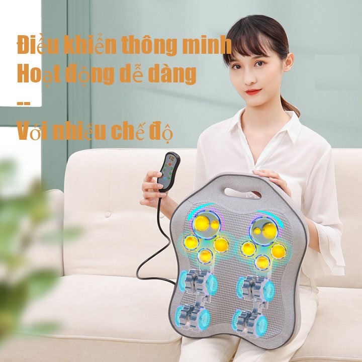 Gối Massage Hồng Ngoại VPG21- Gối Massage Lưng Cổ Cột Sống Bản Nâng Cấp Mát xa Toàn Lưng Bằng Bi Massage Hồng Ngoại Phiên Bản Dùng Pin Và Dùng Điện - Máy Massage