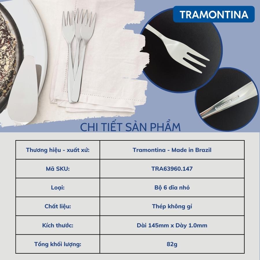 Bộ Dĩa Nhỏ Tramontina Essential 6 Chiếc Thép Không Gỉ Cao Cấp Sản Xuất Tại Brazil