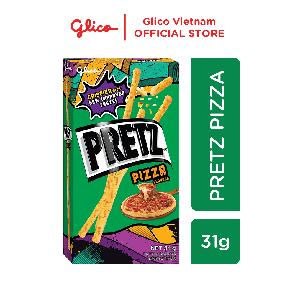 Bánh que nướng giòn 4 vị GLICO Pretz (Combo 10 hộp - 3 khoai tây 3 BBQ Gà 2 Pizza 2 Bắp)