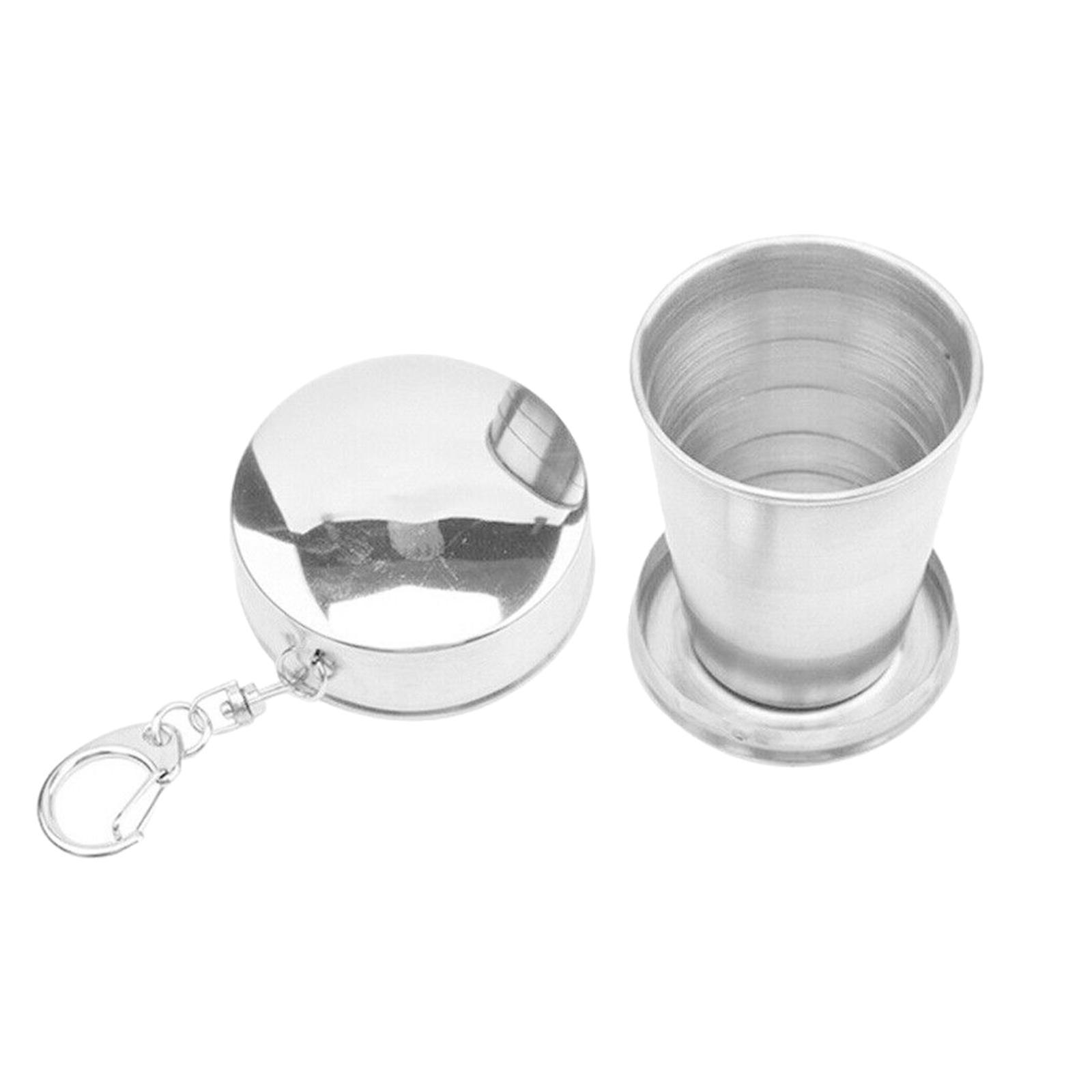 Camping Folding Cup with Keychain Telescopic Mug Stainless Steel Camping Mug