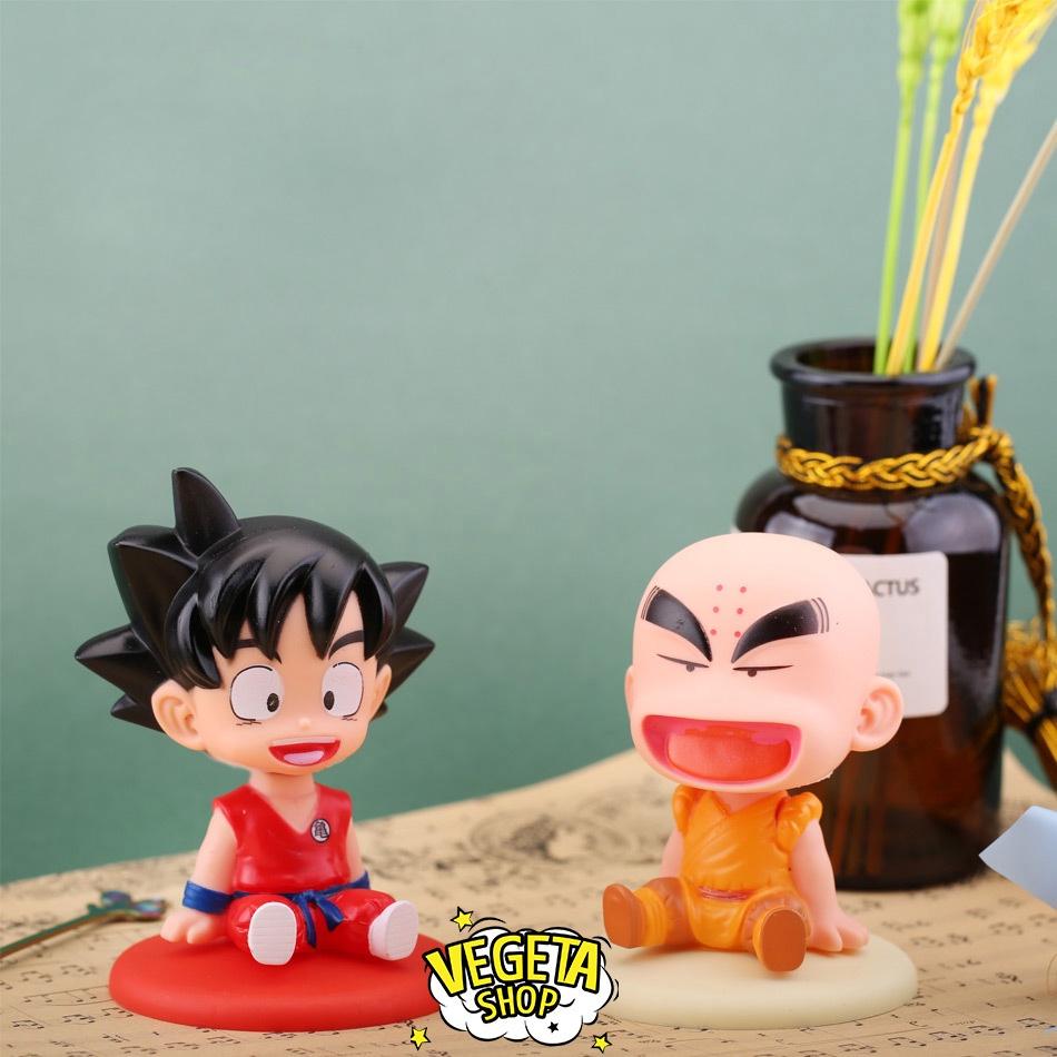 Mô hình Dragon Ball - Mô hình Songoku Goku & Krillin - Mô hình gật gù có lò xo ở đầu - Cao 10,5~12,5cm