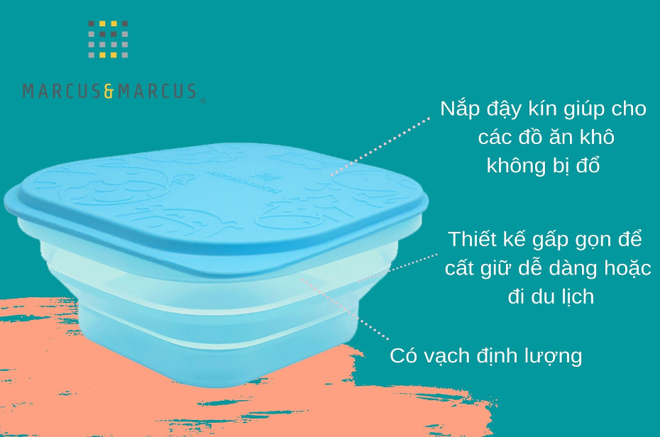 Bát silicon xếp gọn đựng bánh ăn dặm cho bé Marcus &amp; Marcus