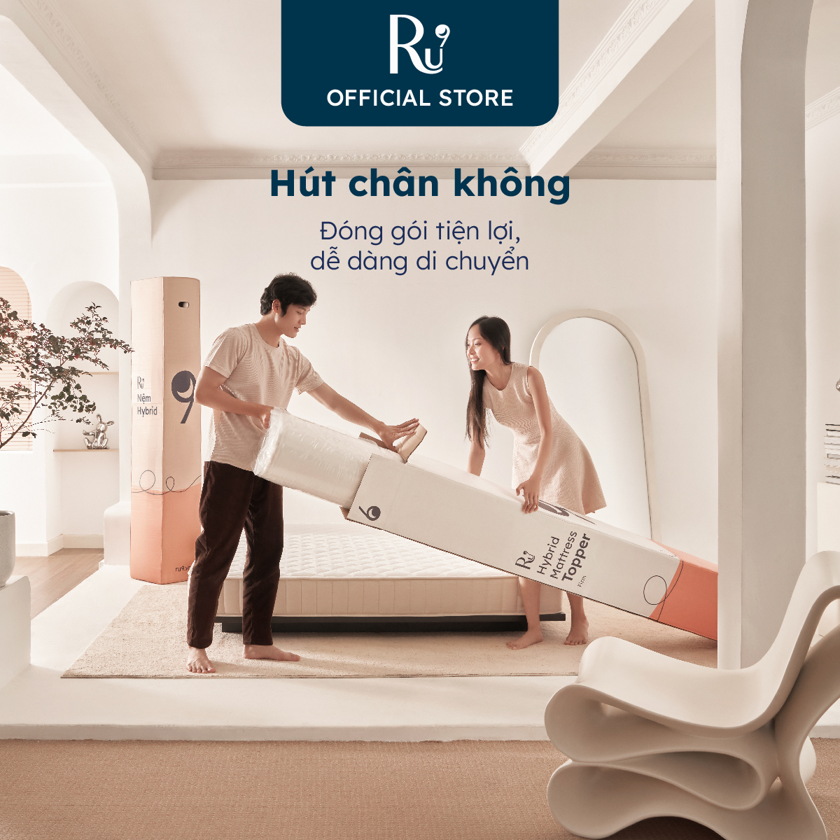 Nệm Hybrid Ru9 25cm, Công Nghệ Mới Kết Hợp Hai Túi Lò Xo Và Foam, Tùy Chọn Độ Êm, Nâng Đỡ Và Đàn Hồi, 3 Kích Thước