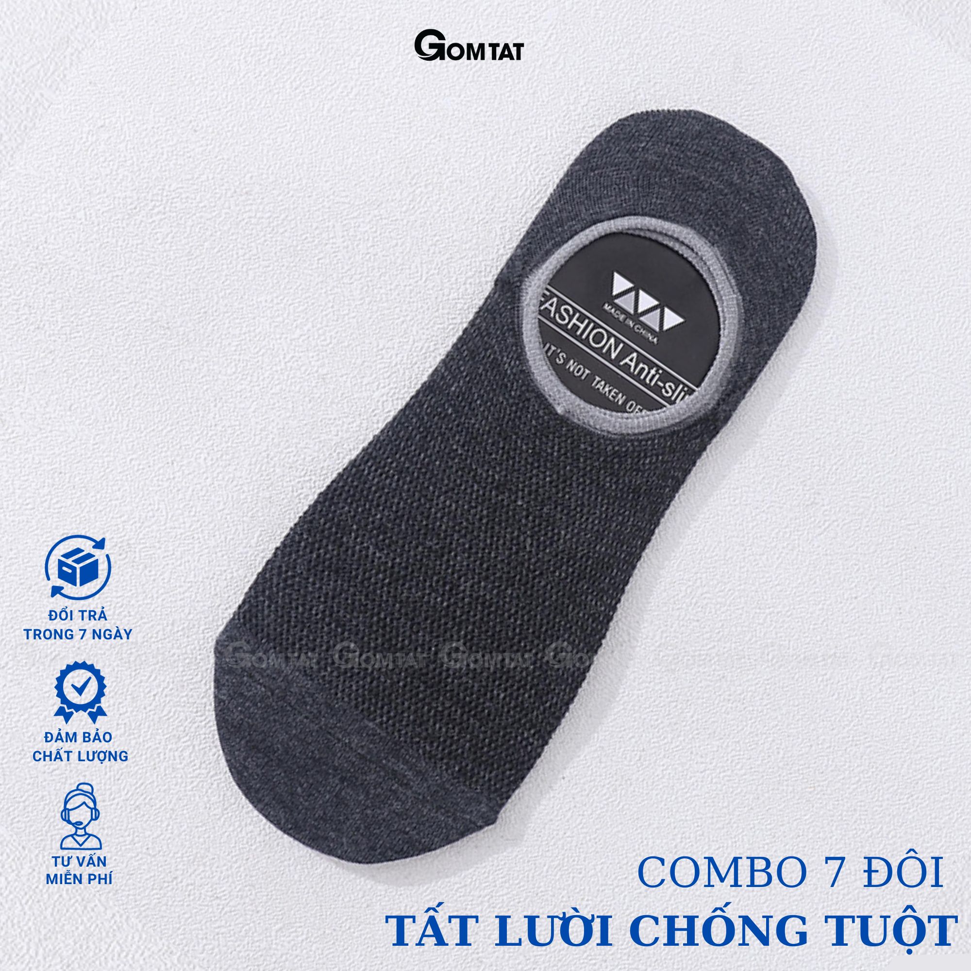 Combo 7 đôi tất nam đi giày lười có đệm silicon chống tuột gót, vớ lười nam chất liệu cotton khử mùi hôi - MIA-1402-CB7