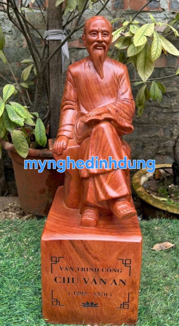 Tượng thầy chu văn an gỗ hương đá cao 50x20x17cm